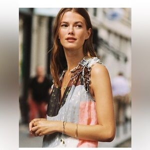 Anthropologie Colorful Ruffle Blouse